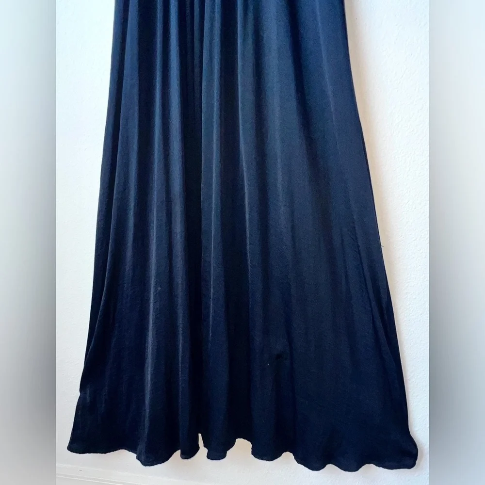 Abercrombie & Fitch Maxi Navy Satin Dress S Navy Spaghetti Strap‎ Sun Dress